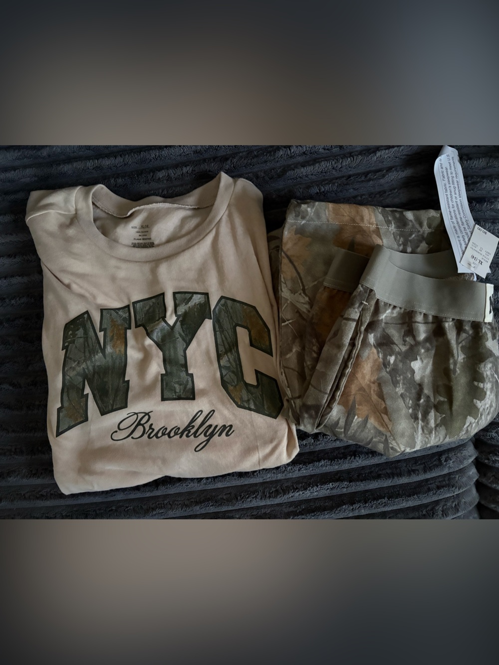 NYC Camouflage Kids Pajama Set - Beige and Green